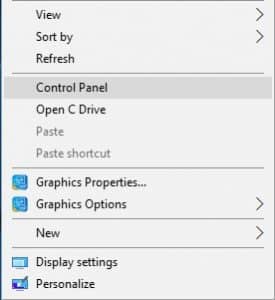 Add Control Panel Context Menu Windows 10