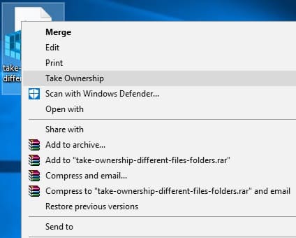 Take Ownership Different Files and Folders 