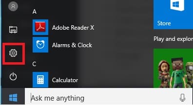 Windows settings