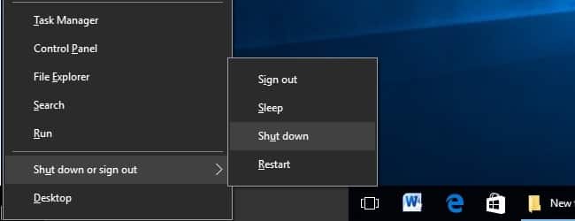 Turn off Windows 10 with Shortcut Keys